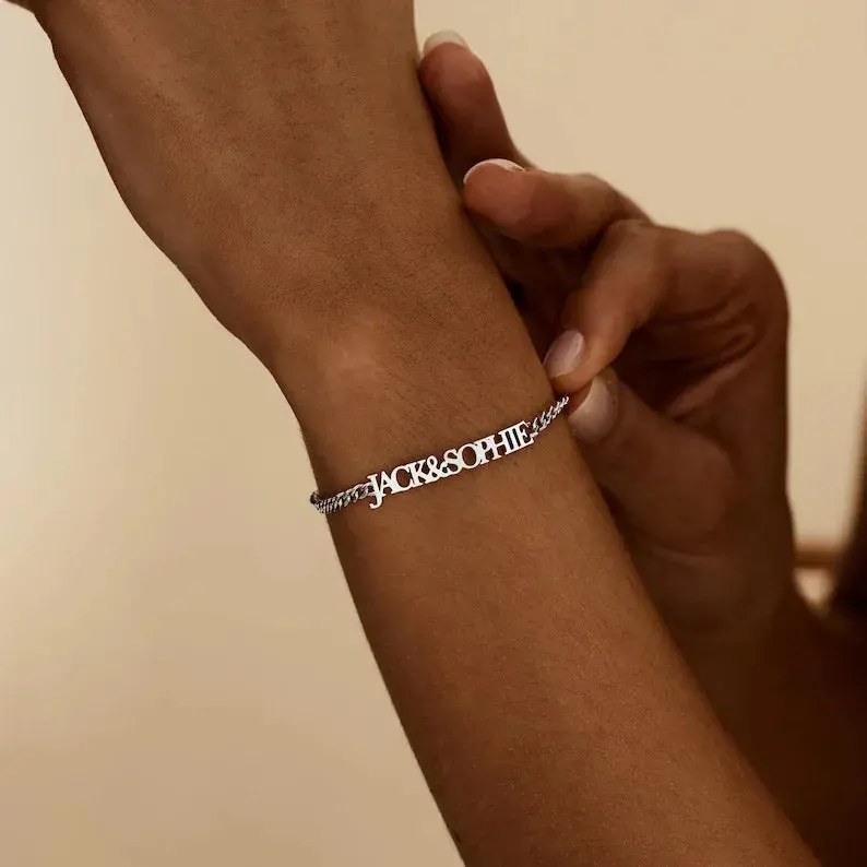 Customized Double Nameplate Name Bracelet 3