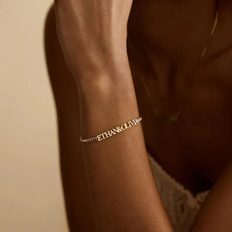 Customized Double Nameplate Name Bracelet 4