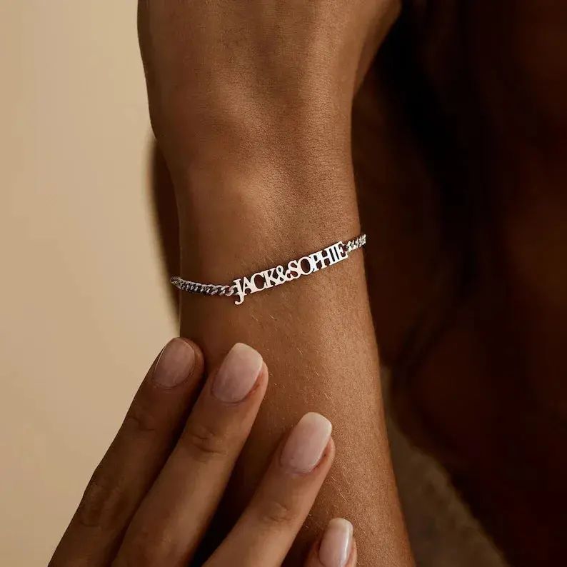 Customized Double Nameplate Name Bracelet 5