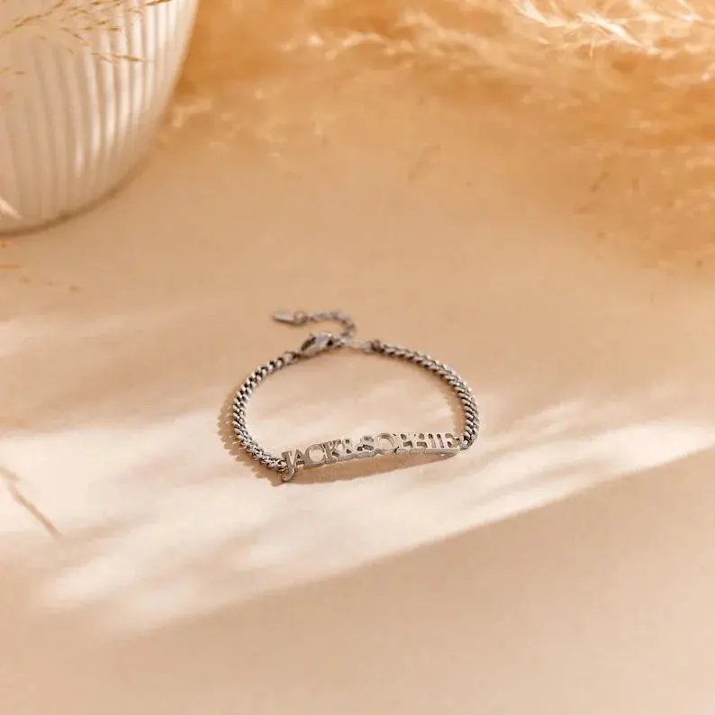 Customized Double Nameplate Name Bracelet 6