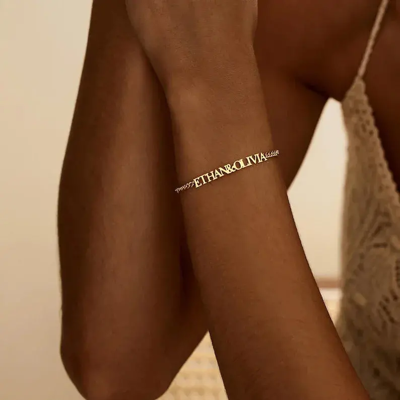 Customized Double Nameplate Name Bracelet 8