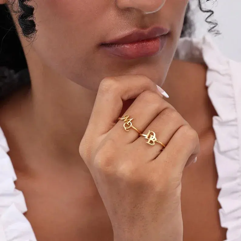 Customized Initial Open Ring 2