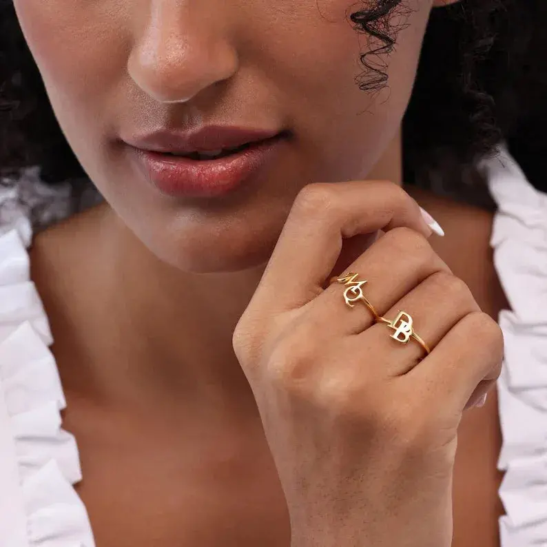 Customized Initial Open Ring 7