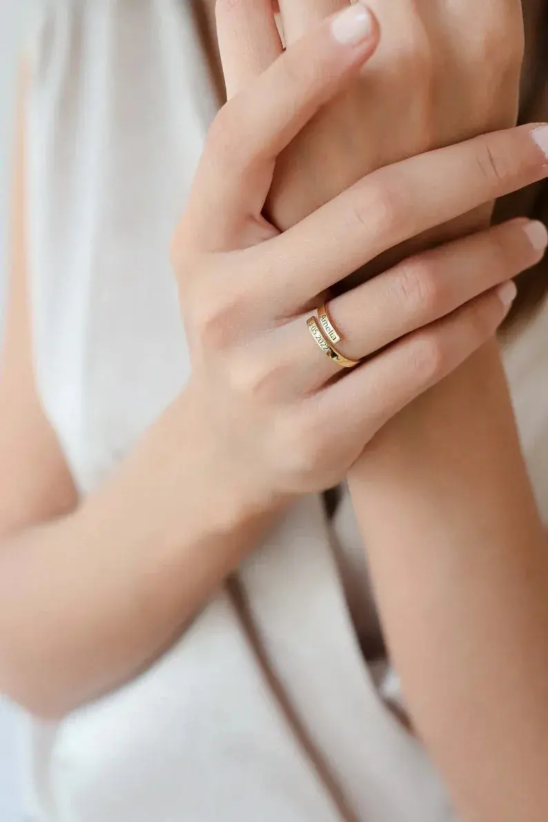 Customized Name And Date Open Ring 4
