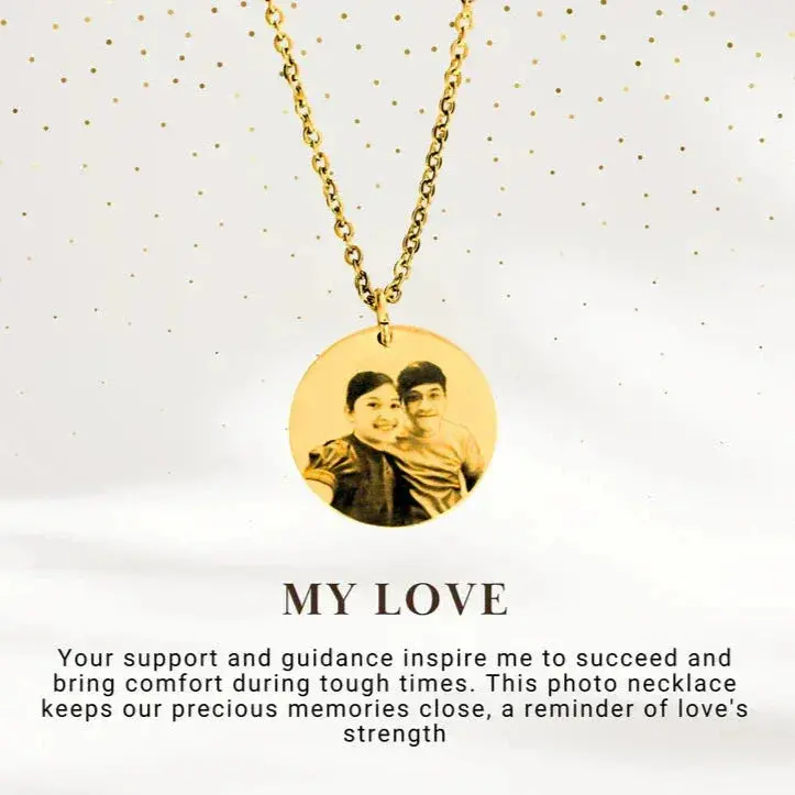 Customized Round Photo Engraving Necklace 5