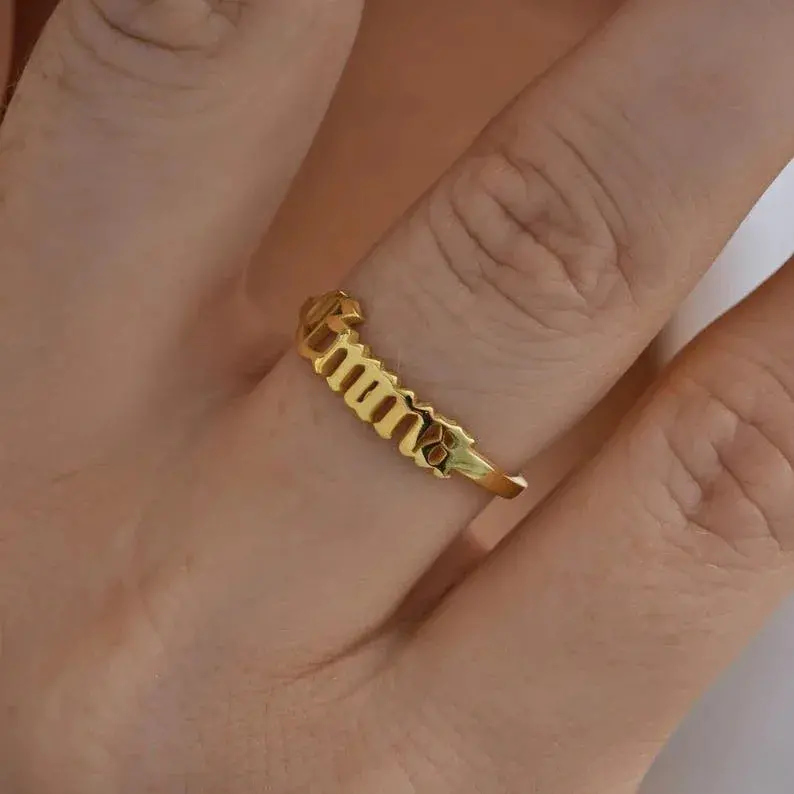 Customized Smooth Name Engraving Ring 1
