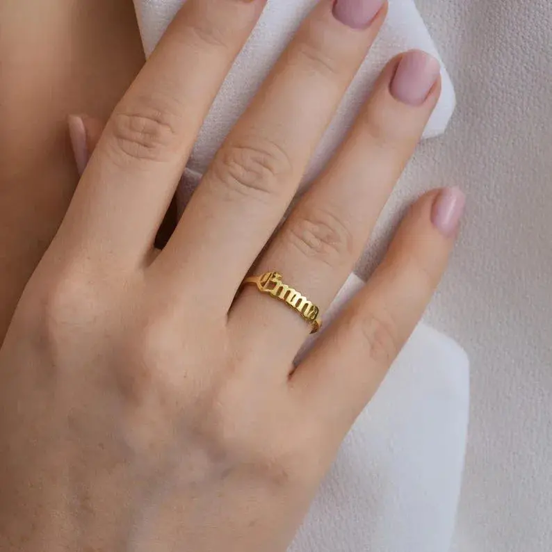 Customized Smooth Name Engraving Ring 2