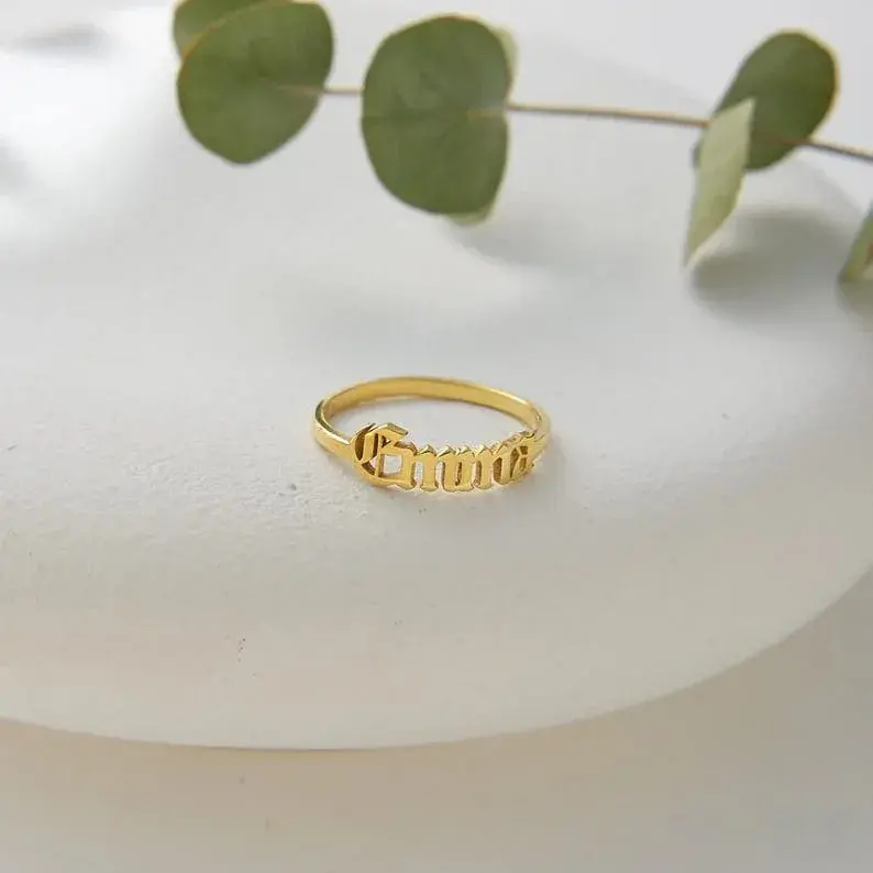 Customized Smooth Name Engraving Ring 4