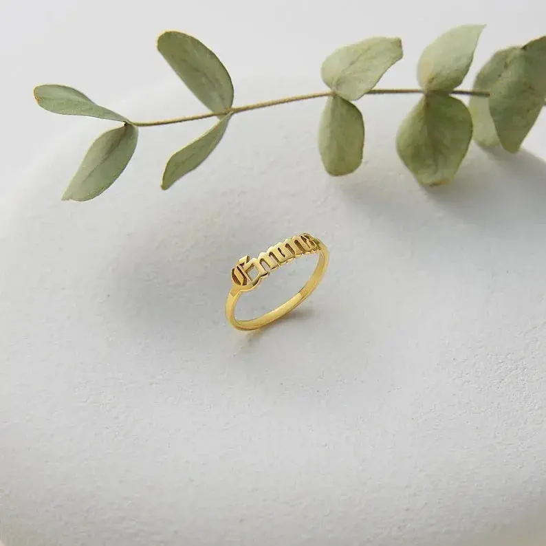 Customized Smooth Name Engraving Ring 5