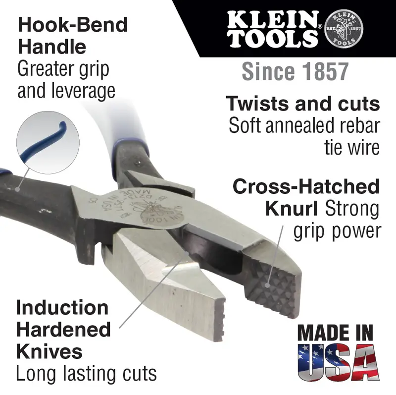 D201-7Cst - Ironworker's Pliers, 9-Inch With Spring 2