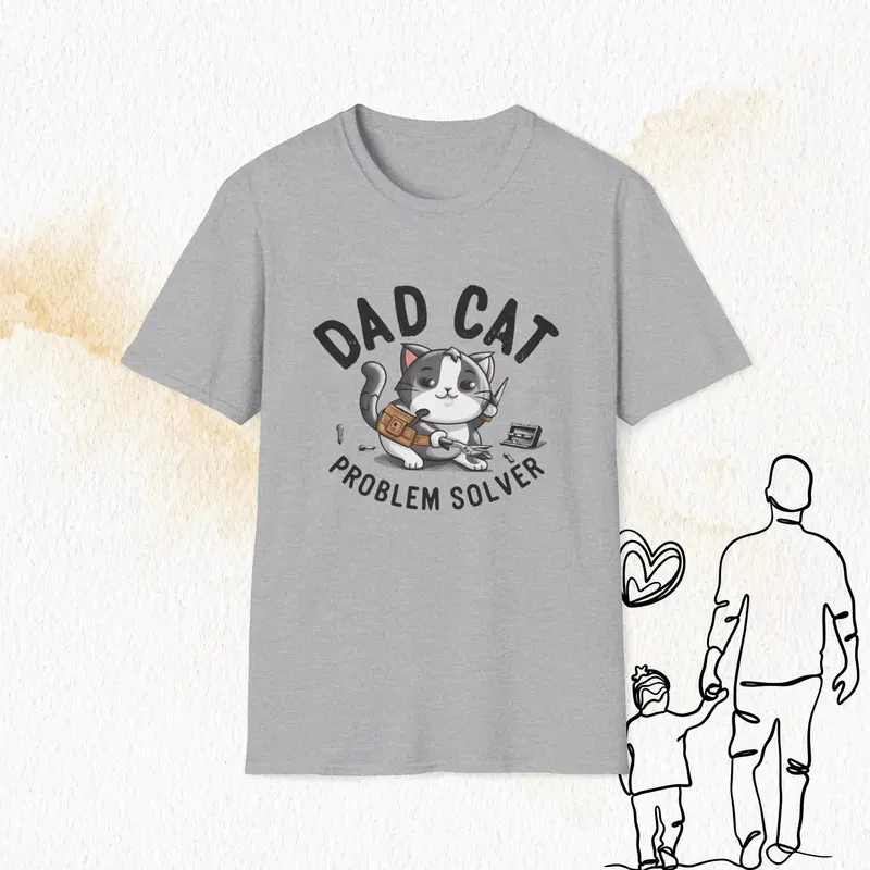 Dad Cat Problem Solver Cotton Men Tee 3
