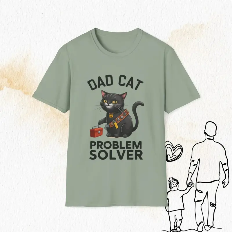 Dad Cat Problem Solver Cotton Men Tshirt 17