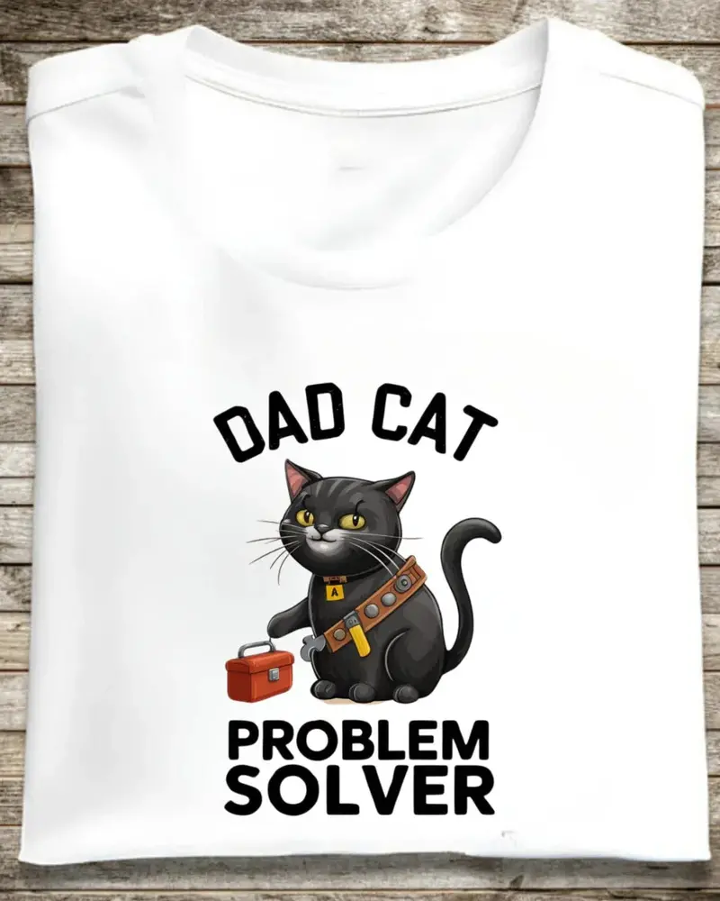 Dad Cat Problem Solver Cotton T-Shirts 1