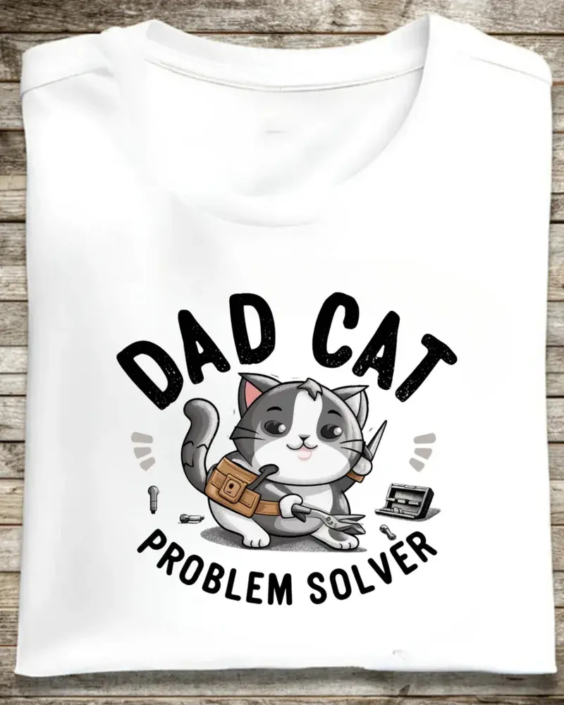 Dad Cat Problems Solver Cotton T-Shirt 1
