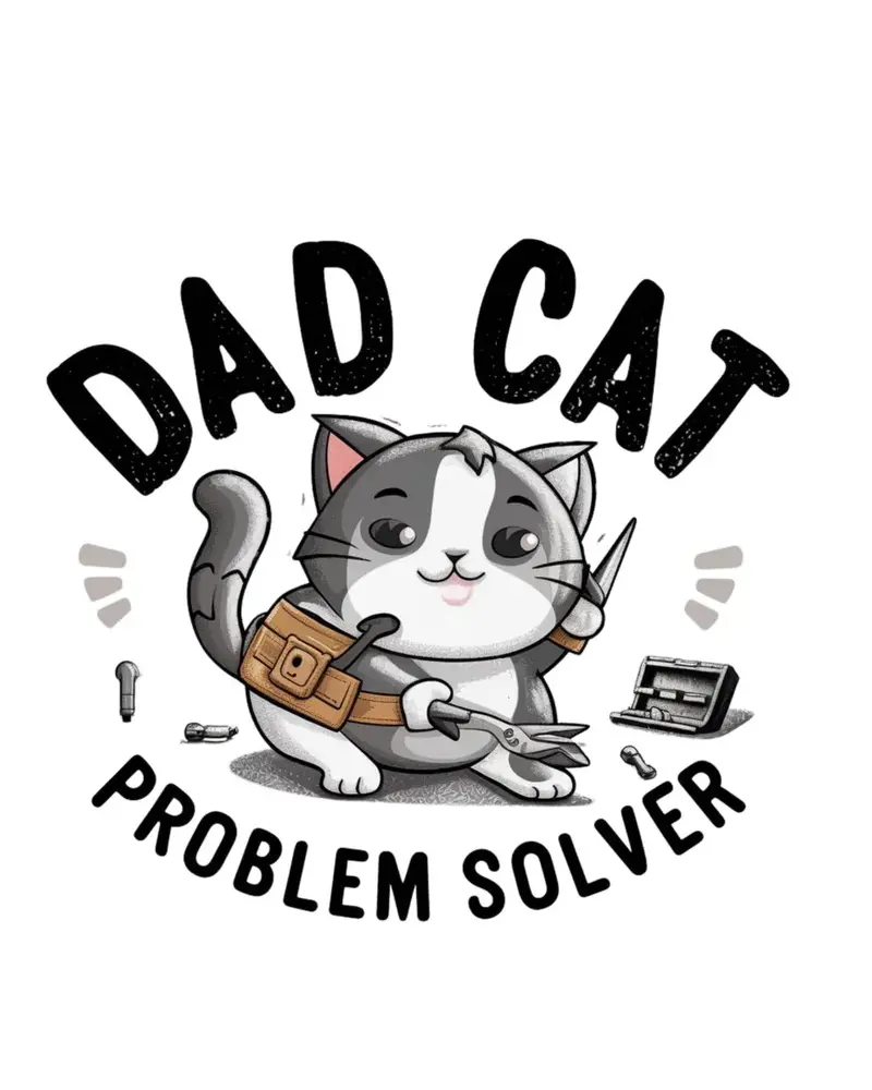 Dad Cat Problems Solver Cotton T-Shirt 2