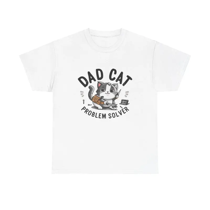 Dad Cat Problems Solver Cotton T-Shirt 5