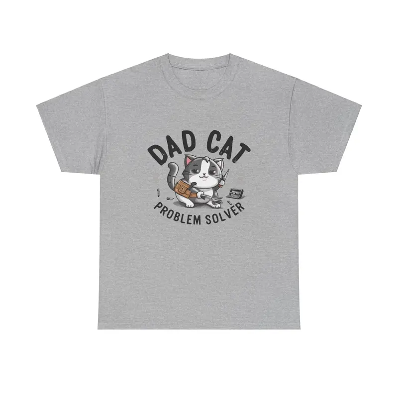 Dad Cat Problems Solver Cotton T-Shirt 6