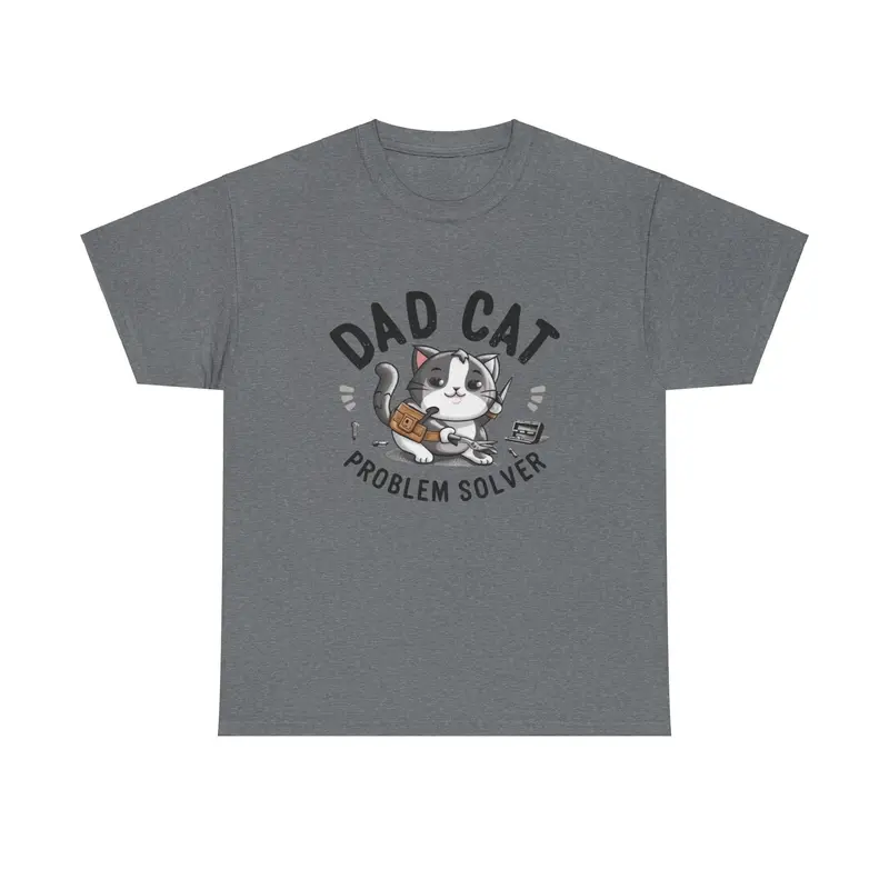 Dad Cat Problems Solver Cotton T-Shirt 7