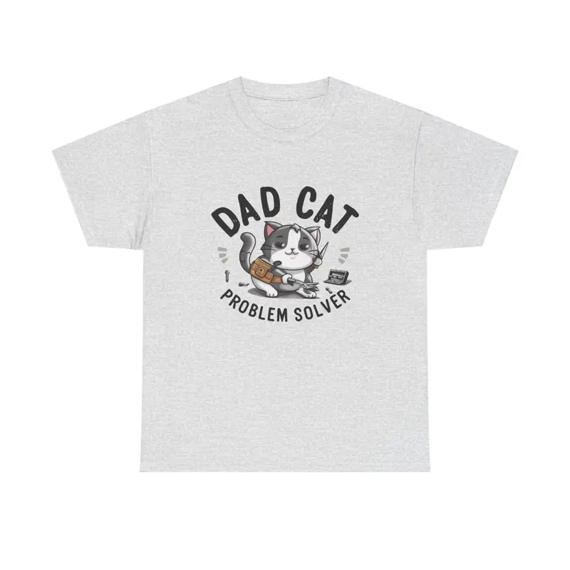 Dad Cat Problems Solver Cotton T-Shirt 8