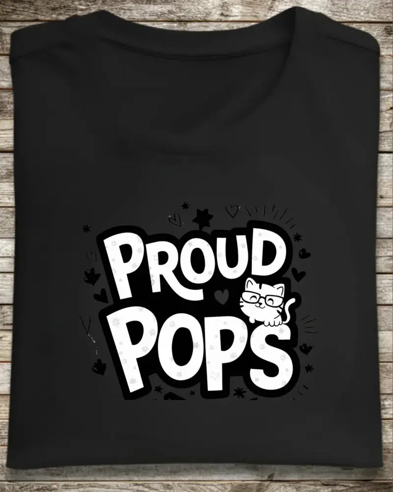 Dad Cat Proud Pops Cotton T-Shirts 1