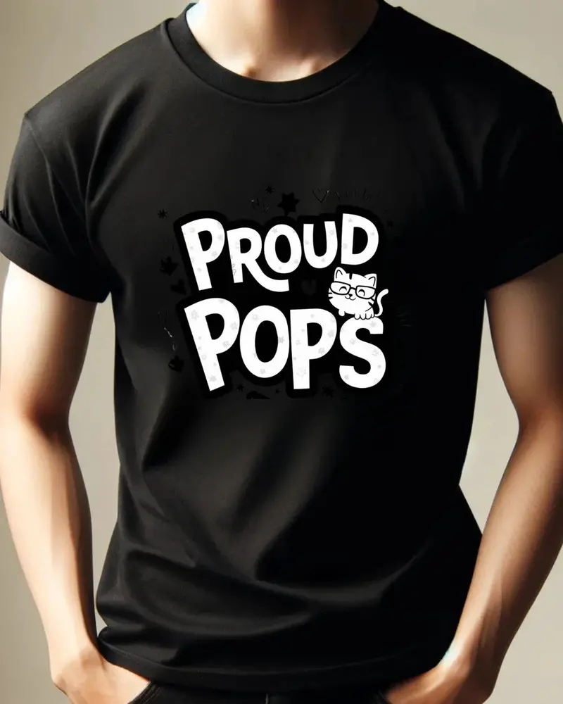Dad Cat Proud Pops Cotton T-Shirts 3
