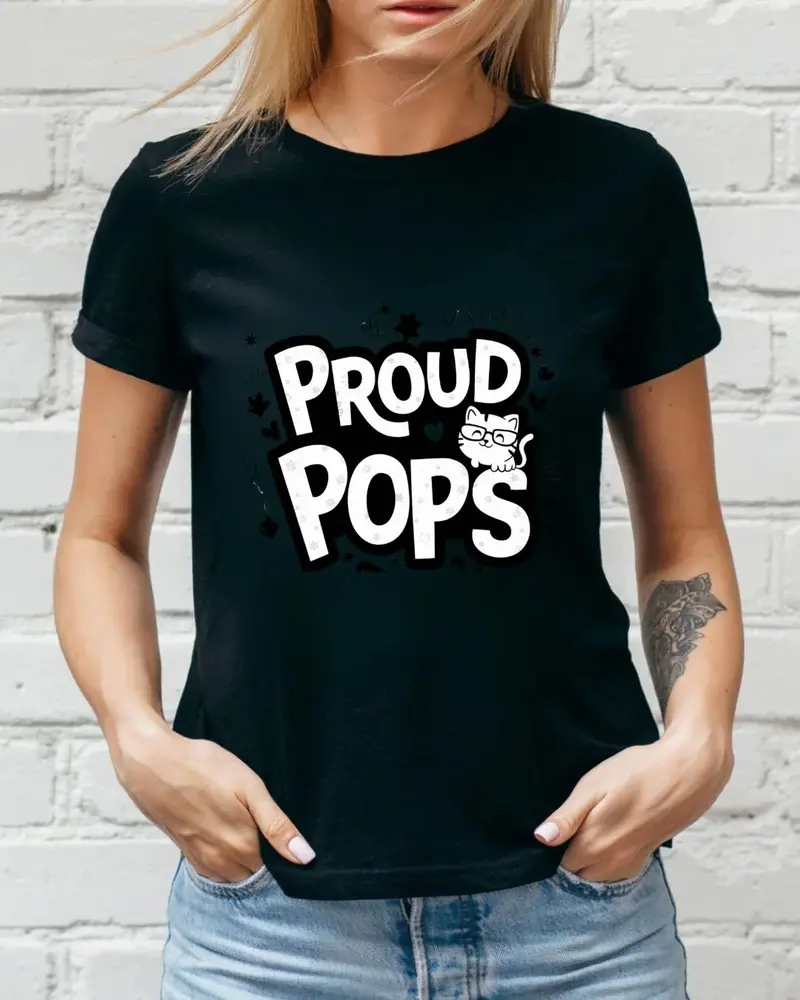 Dad Cat Proud Pops Cotton T-Shirts 4