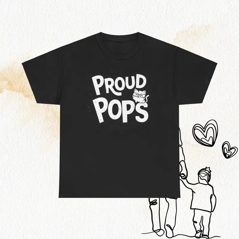 Dad Cat Proud Pops Cotton T-Shirts 5