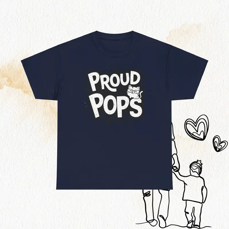 Dad Cat Proud Pops Cotton T-Shirts 6