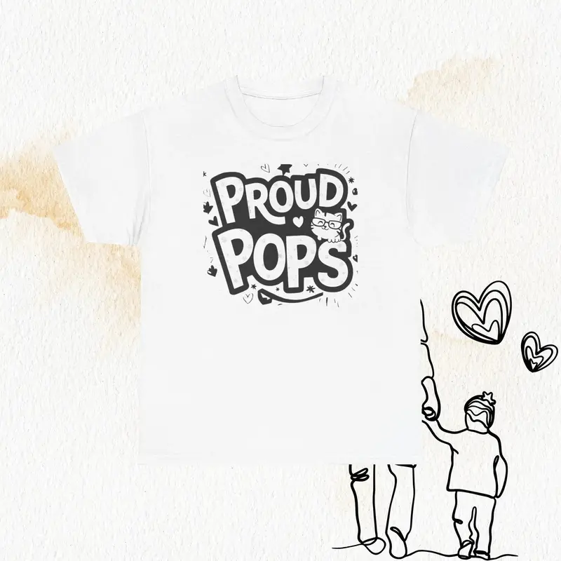 Dad Cat Proud Pops Cotton T-Shirts 7