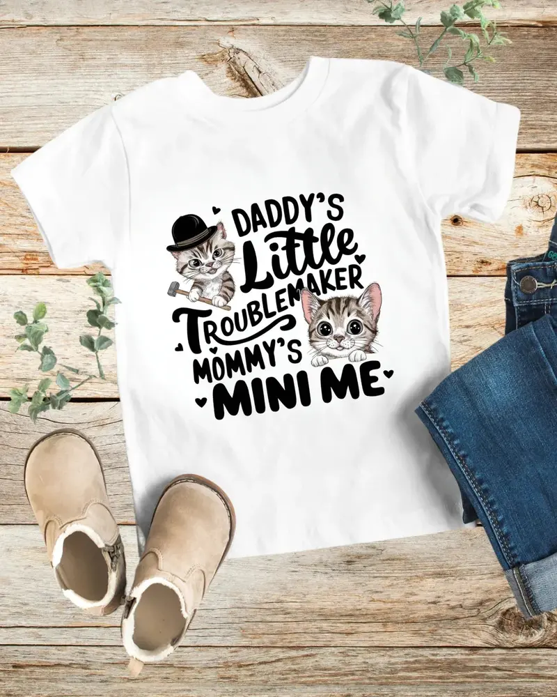 Daddy Little Troublemaker Kid Cotton Tshirts 1