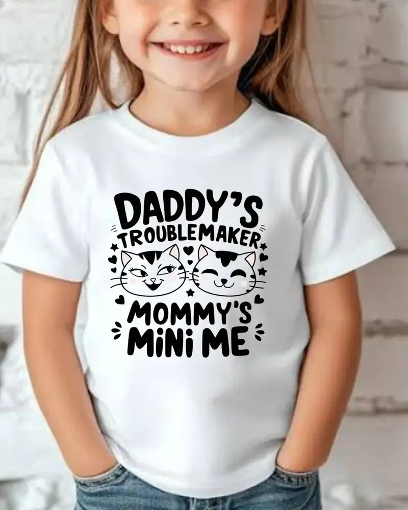Daddy Little Troublemaker Toddler Cotton T-Shirts 3