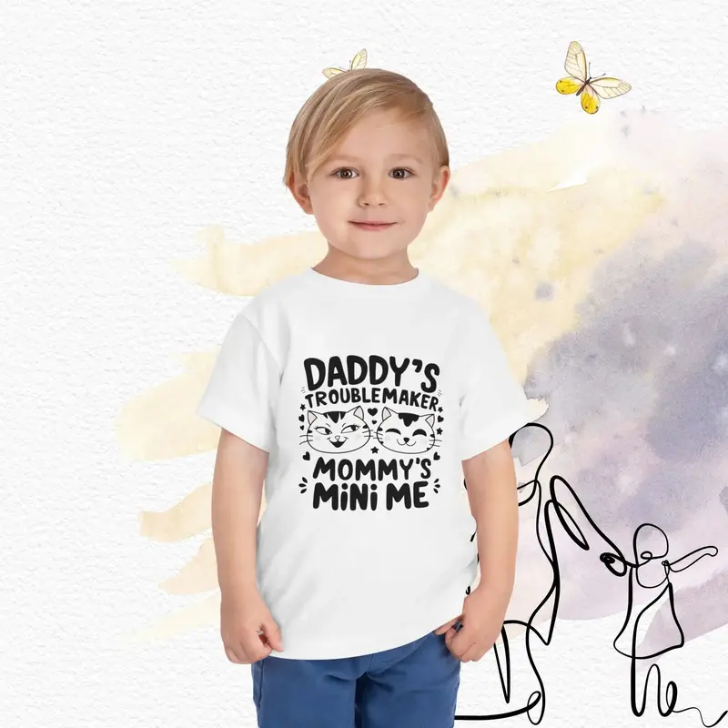 Daddy Little Troublemaker Toddler Cotton T-Shirts 4