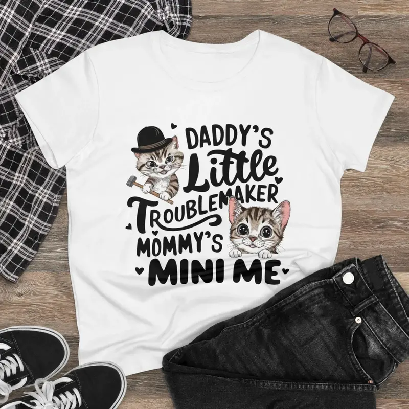 Daddy Little Troublemaker Womens Cotton Tees 1