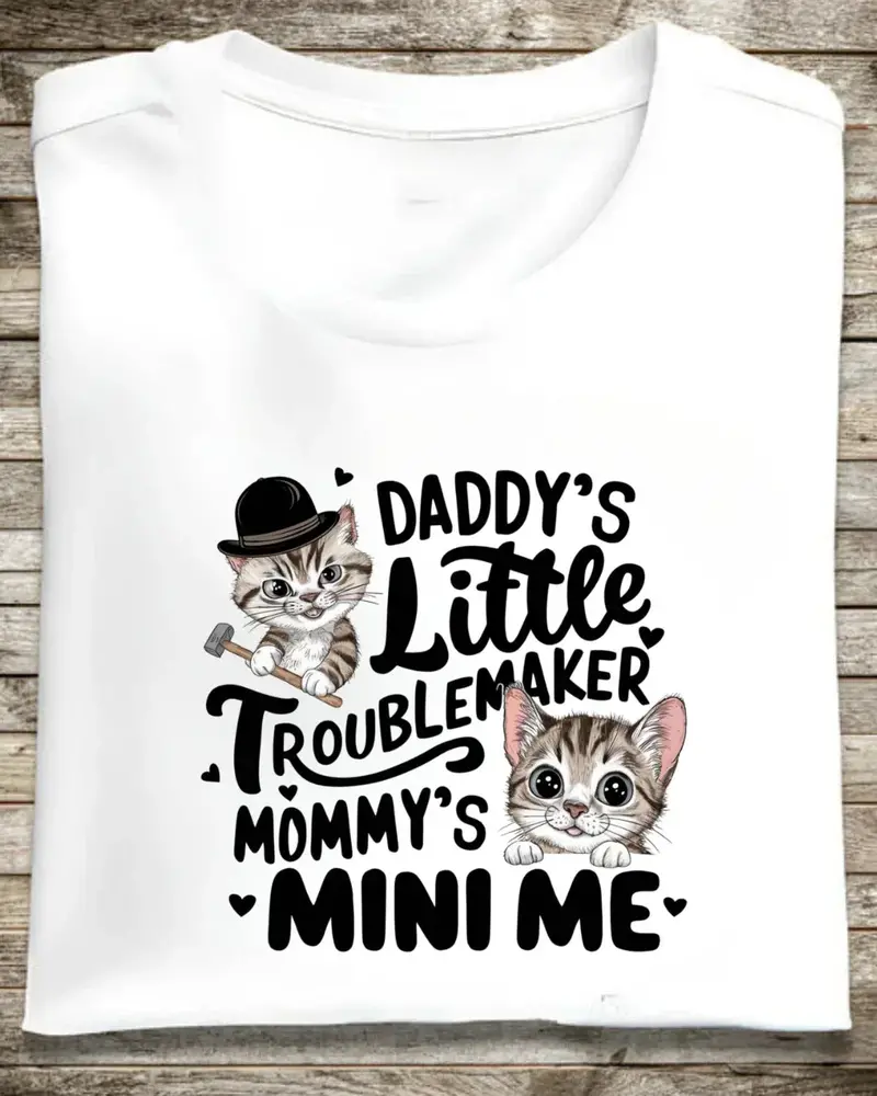Daddy Little Troubles Mommy Mini Me Cotton T-Shirt 1