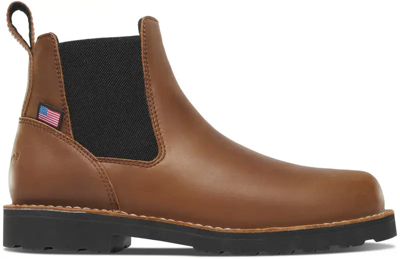 Danner Men's Bull Run Chelsea 6" Tobacco Black Heel Steel Toe #15487 1