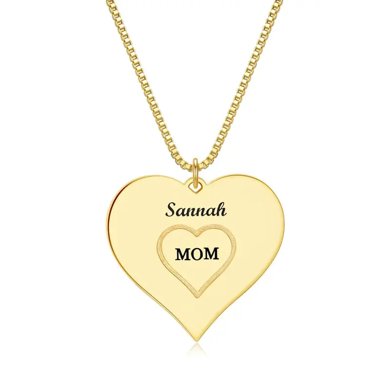 Delicate Heart Lettering Necklace 2