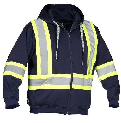 Deluxe Hi Vis Safety Hoodie, Attached Hood 1