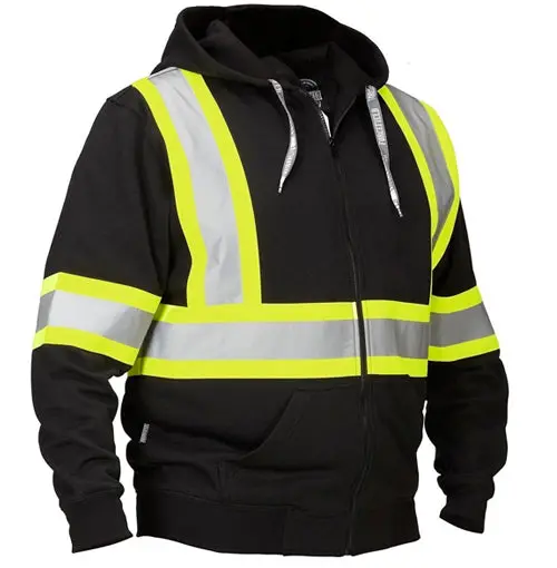 Deluxe Hi Vis Safety Hoodie, Attached Hood 2