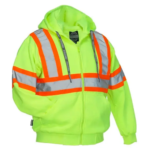 Deluxe Hi Vis Safety Hoodie, Attached Hood 3