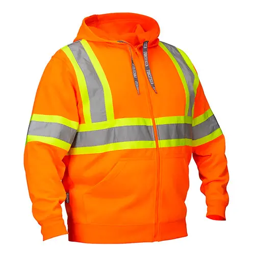 Deluxe Hi Vis Safety Hoodie, Attached Hood 4