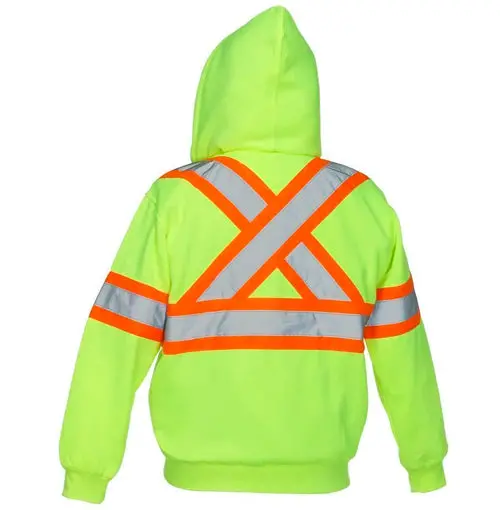 Deluxe Hi Vis Safety Hoodie, Attached Hood 5