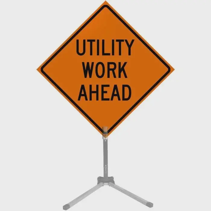 Dicke 36" Vinyl Roll-Up Sign Diamond Grade Reflective #Rur36dg-200 - Utility Work Ahead 1