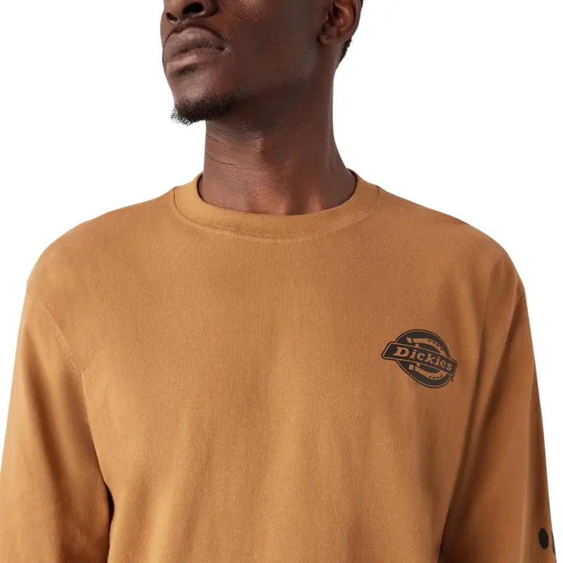 Dickies Heavyweight Logo Men's Long Sleeve Work T-Shirt Wl22c - Brown Duck 4