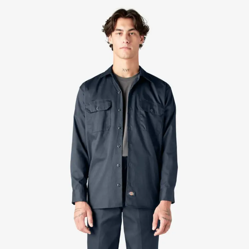 Dickies Men's Button-Down Chest Pocket Long Sleeve Work Shirt 6