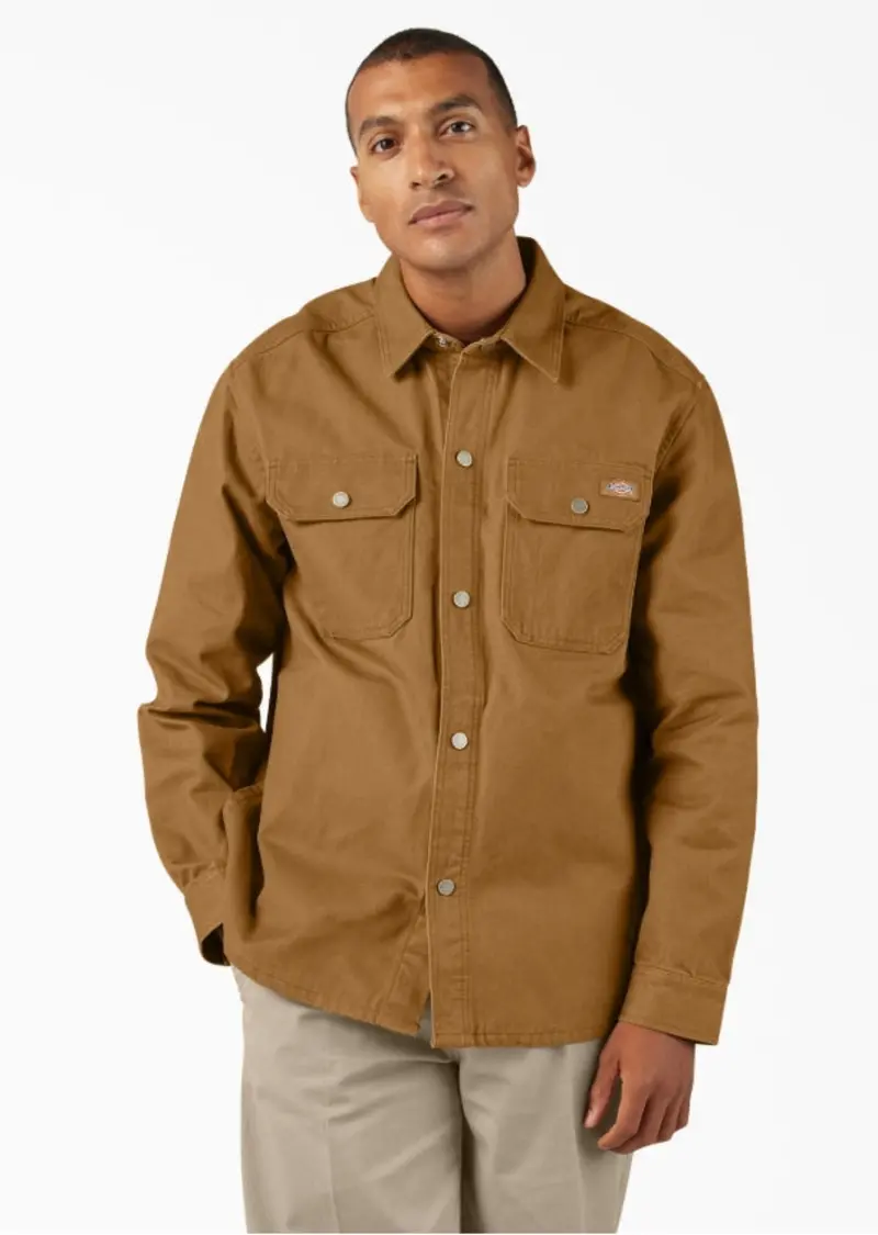 Dickies Men's Duck Brushed Cotton Snap-Front Shirt Jac 1