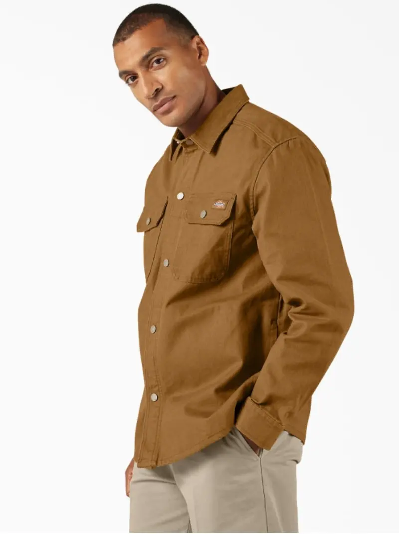 Dickies Men's Duck Brushed Cotton Snap-Front Shirt Jac 2