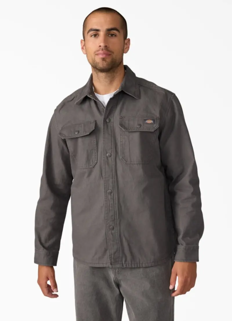 Dickies Men's Duck Brushed Cotton Snap-Front Shirt Jac 6