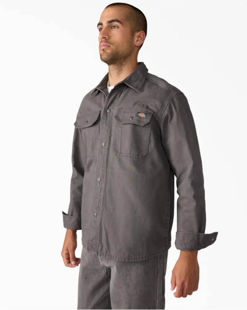 Dickies Men's Duck Brushed Cotton Snap-Front Shirt Jac 7