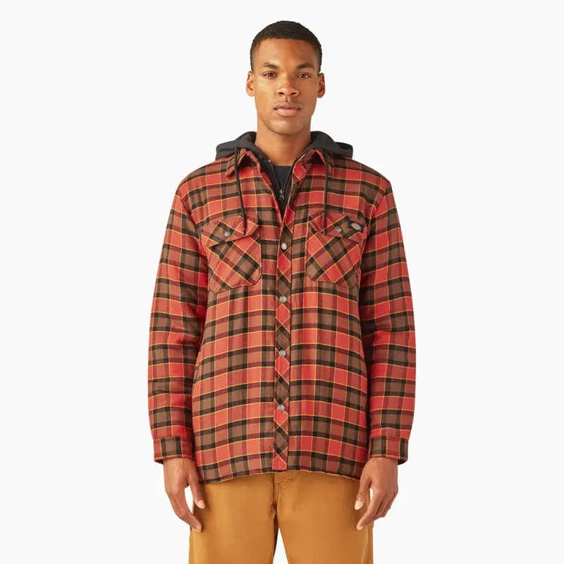 Dickies Men's Durable Water Repellent Hooded Flannel Shirt Jac 10