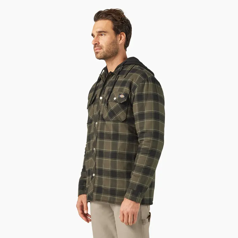 Dickies Men's Durable Water Repellent Hooded Flannel Shirt Jac 10